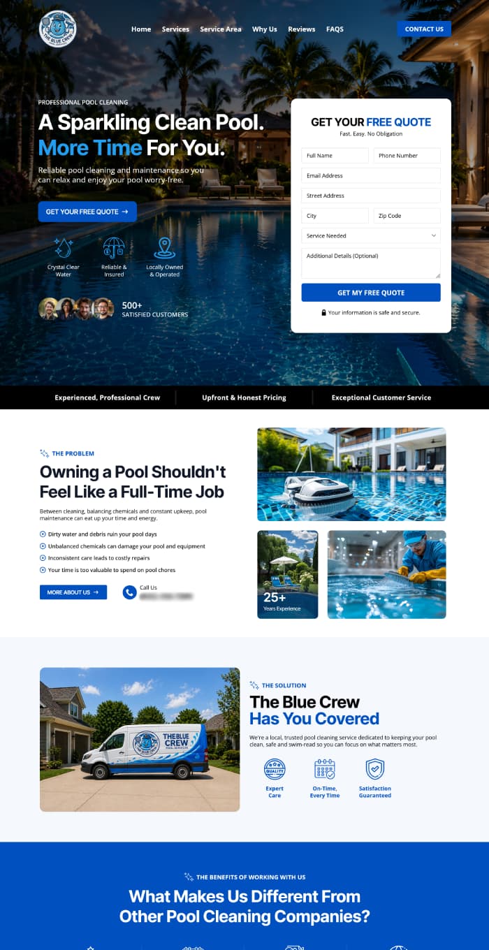 Pool Cleaning Website Design
